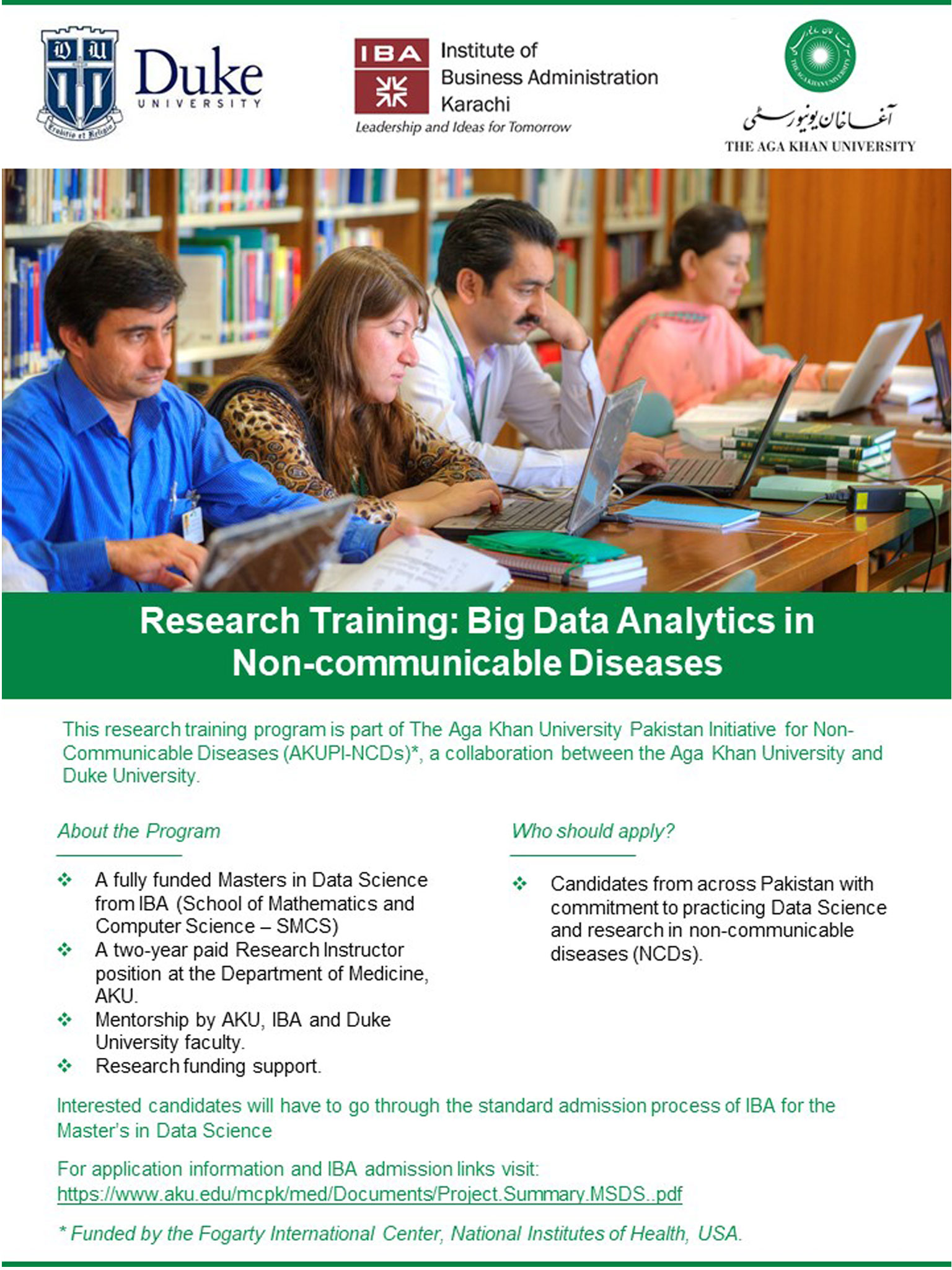 Research Training: Big Data Analytics in Non-communicable Diseases